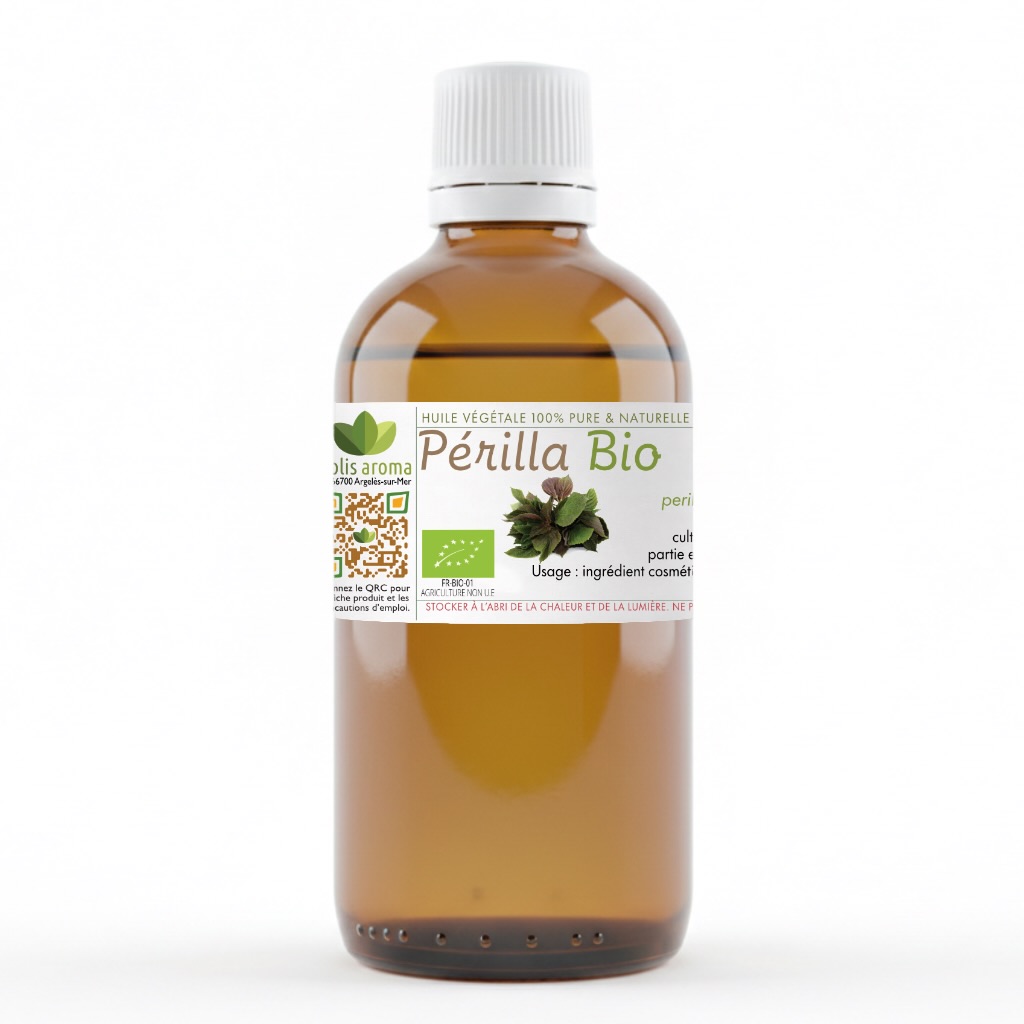 Flacon d’huile végétale de Périlla biologique 100 % naturelle